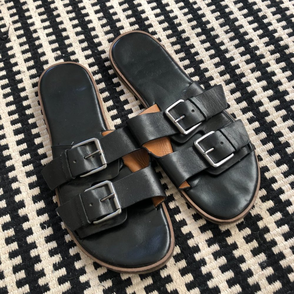 Franco Sarto Black Leather Sandals